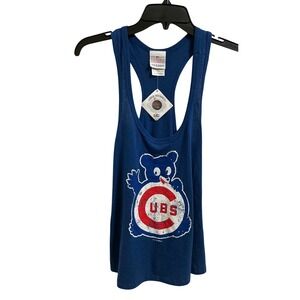 MLB Chicago Cubs 5th & Ocean Womens Blue Racerback Tank Top Small NWT Distressed
